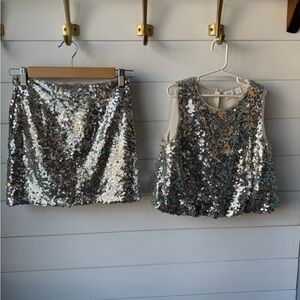 Gap Kids Girls Sequin Skirt Bubble Top set size Large (10)